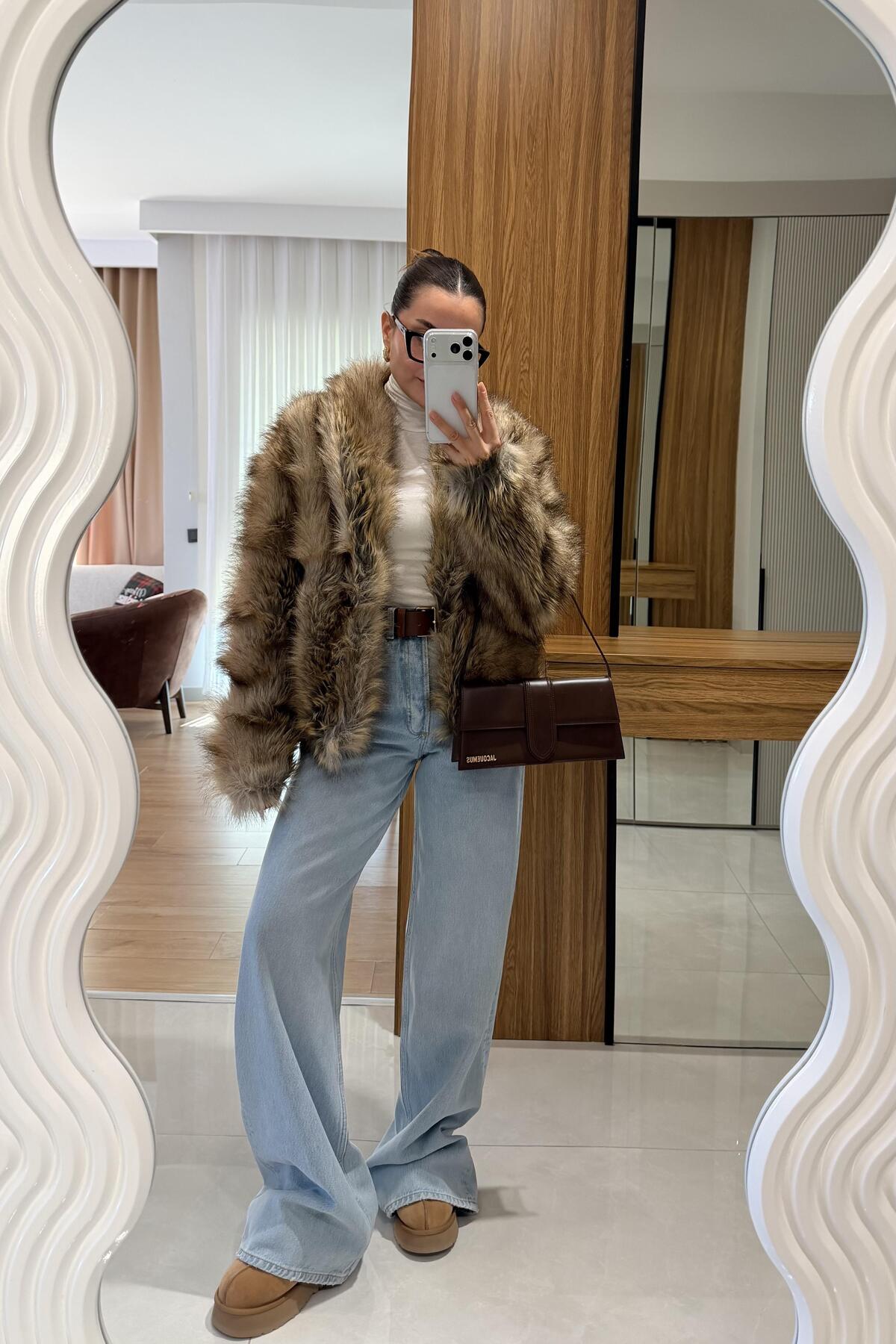 Gizem Ecemiş  Blaby Kahve Geçişli Kürk - Görsel 3