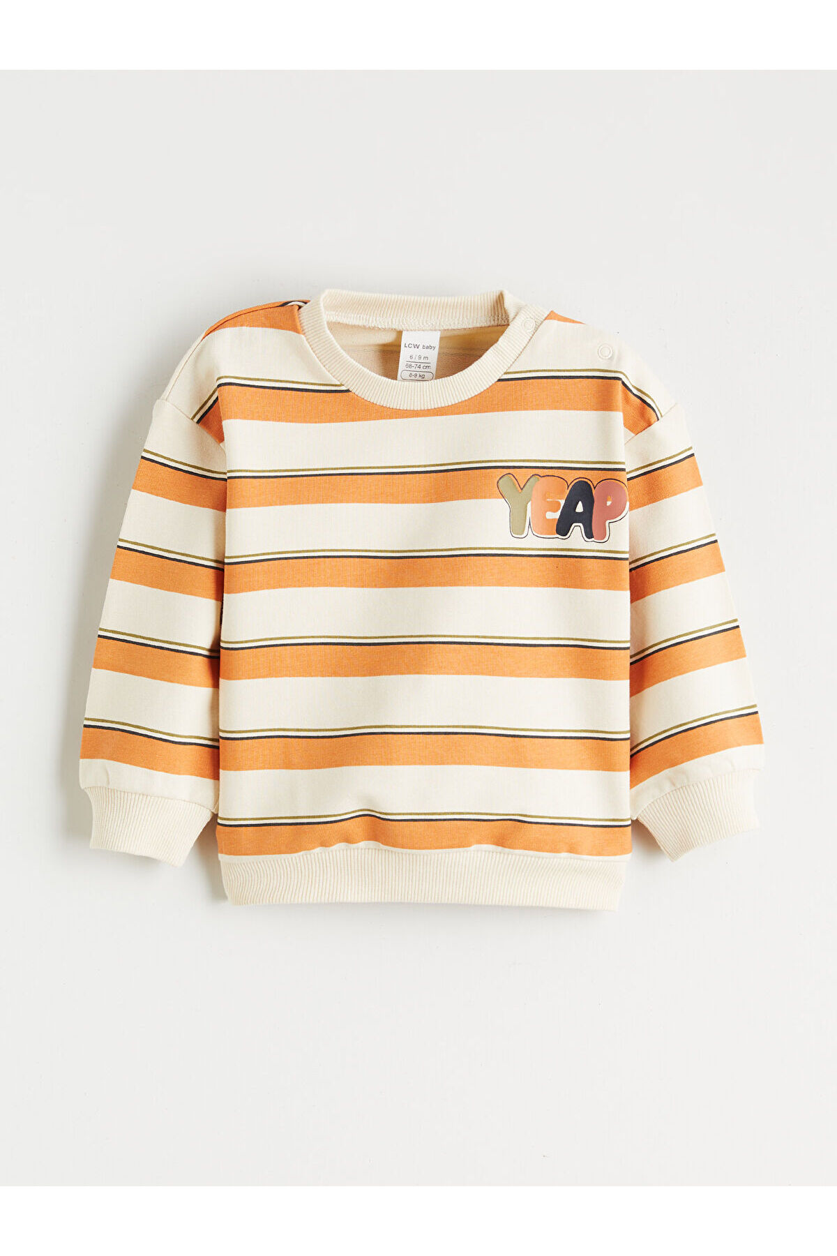 LC Waikiki Nevaa Collection Ekru Çizgili Erkek Bebek Sweatshirt ve Eşofman Altı fotoğrafı 3 (önizleme)