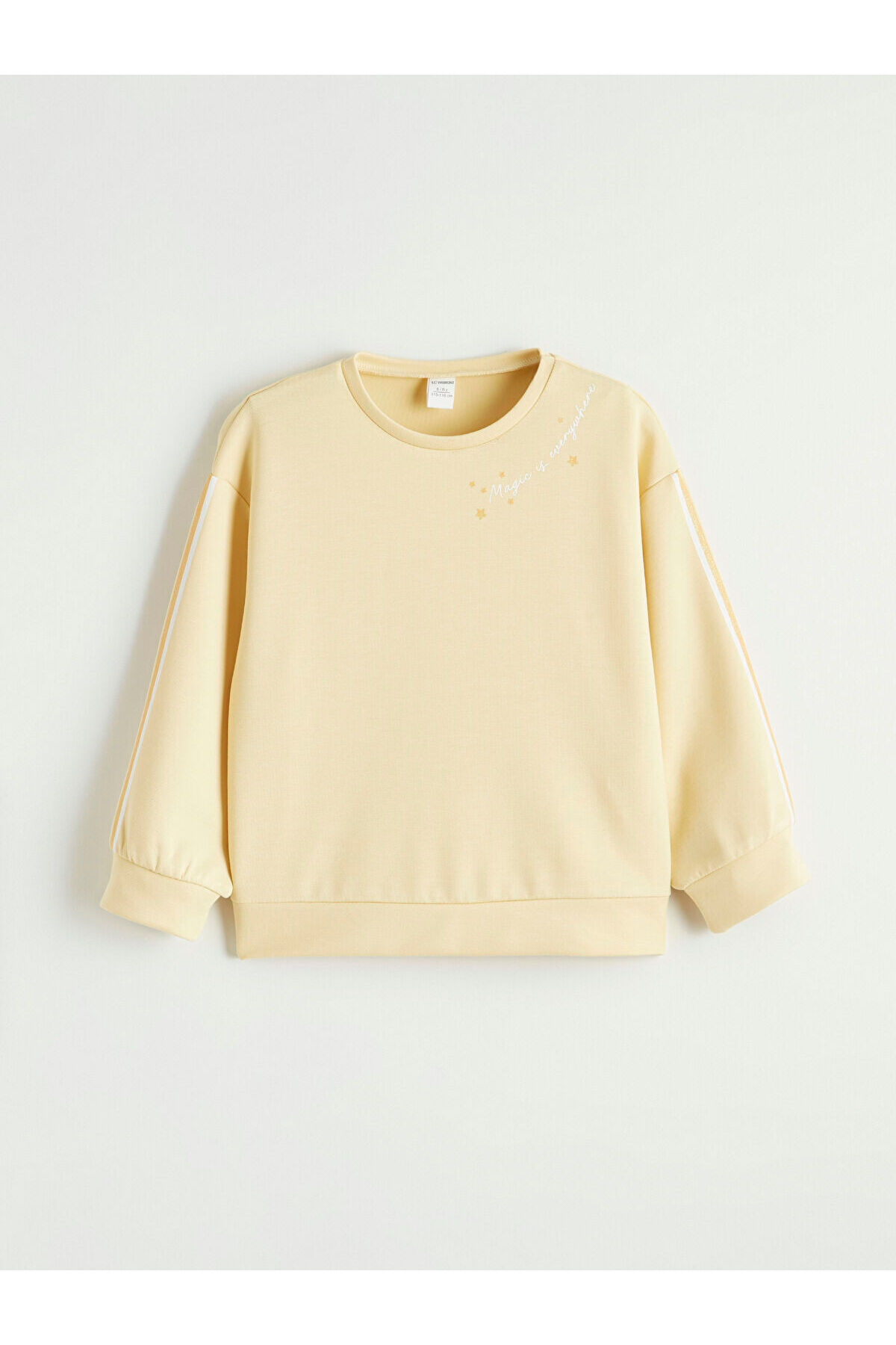 LC Waikiki Elsiva Collection Sarı Baskılı Kız Çocuk Soft Touch Sweatshirt ve Eşofman Altı fotoğrafı 2 (önizleme)
