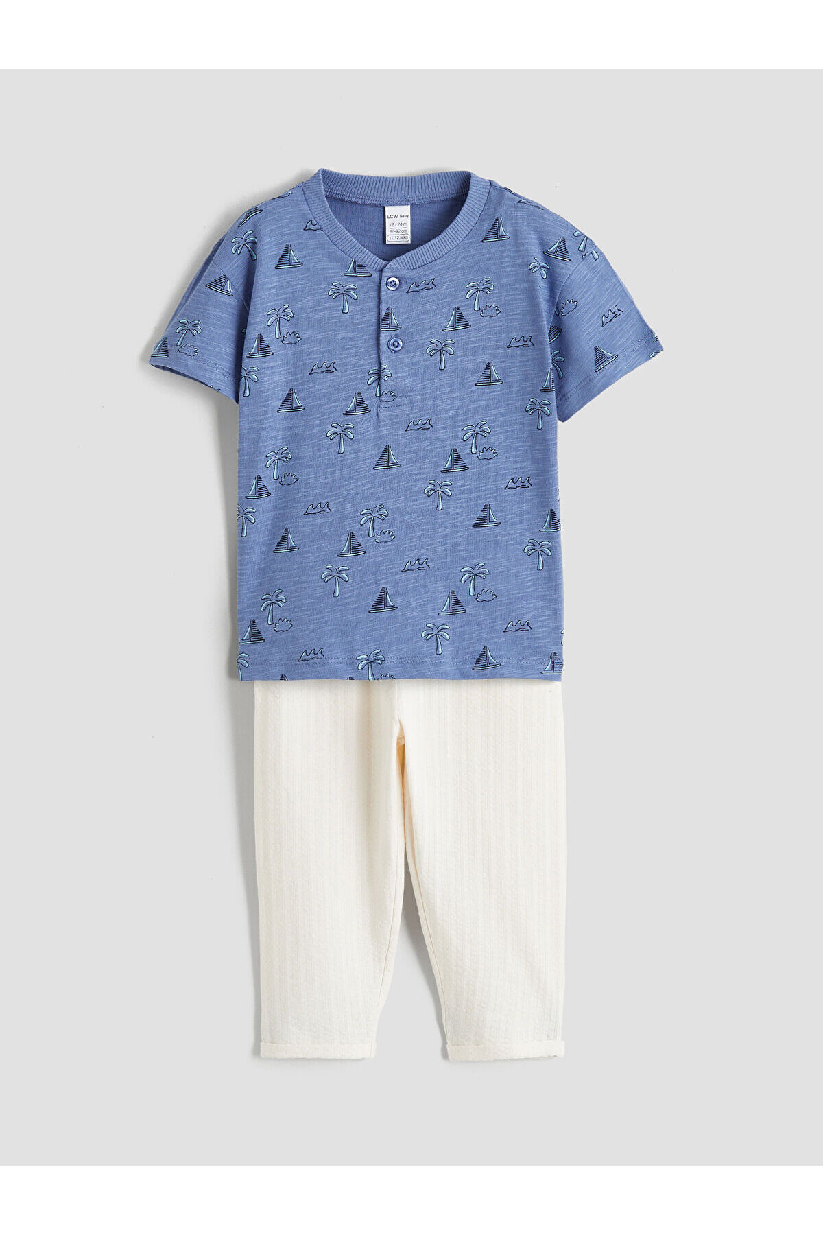 LC Waikiki Nevaa Collection Lacivert Desenli Erkek Bebek Tişört ve Pantolon fotoğrafı 2 (önizleme)