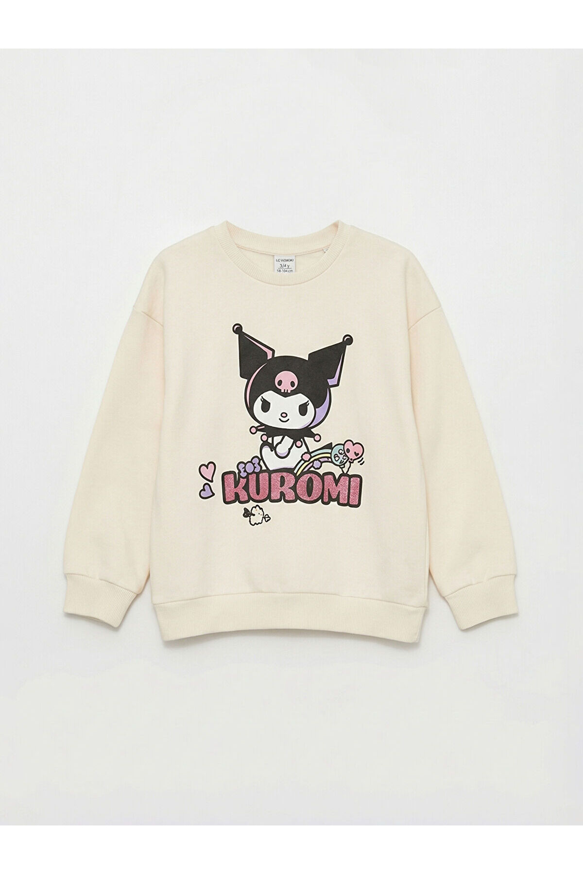 LC Waikiki Meral Collection Ekru Kuromi Baskılı Kız Çocuk Kalın Sweatshirt fotoğrafı 2 (önizleme)