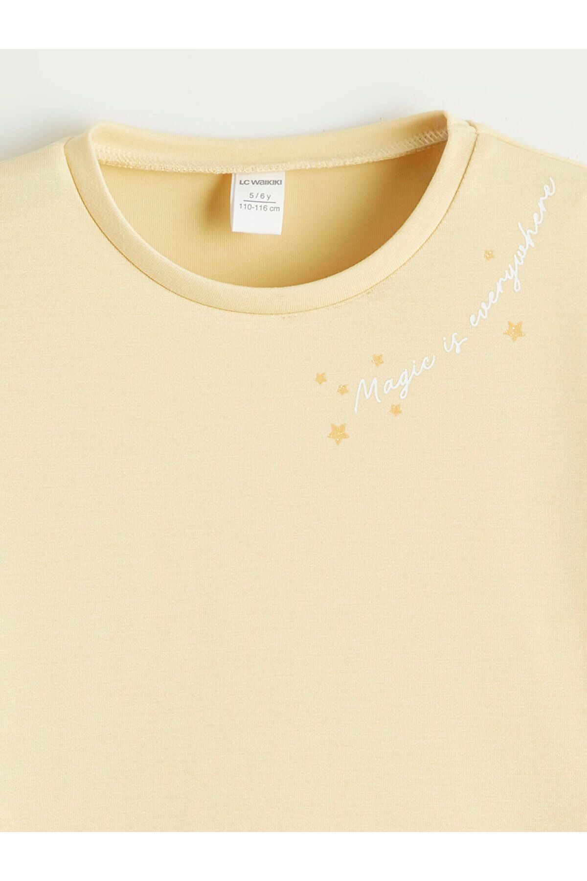 LC Waikiki Elsiva Collection Sarı Baskılı Kız Çocuk Soft Touch Sweatshirt ve Eşofman Altı fotoğrafı 3 (önizleme)