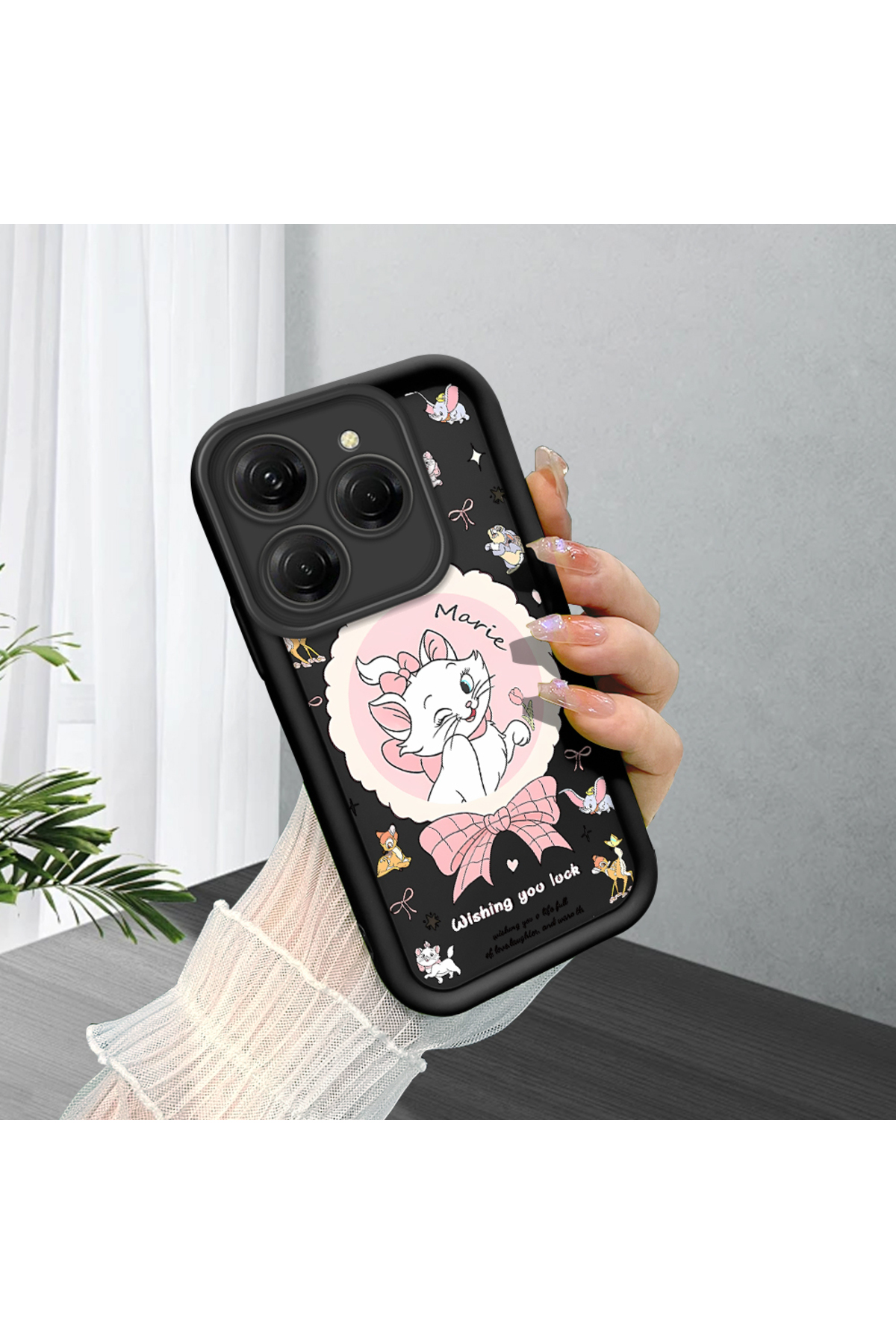 Tecno Spark 20 Pro 4G Compatible Silicone Material Shockproof Black Color Case Cute Cat