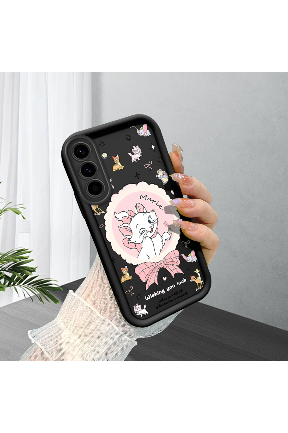 Samsung Galaxy A56 Compatible Silicone Material Shockproof Black Color Case Cute Cat