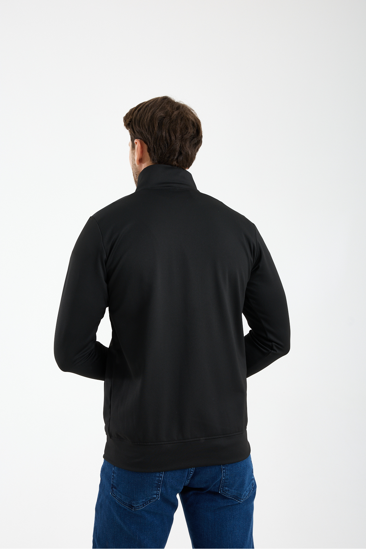 RDR-X Erkek Siyah Dalgıç Kumaş Tam Fermuarlı Sweatshirt - Eşofman Üstü görsel 6