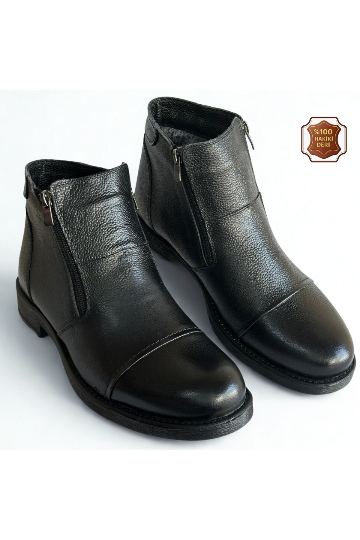 Kardeşler SHOE  Erkek Gerçek Hakiki Deri İçi Kürklü Siyah Ortapedik Günlük Kışlık Bot - Görsel 5