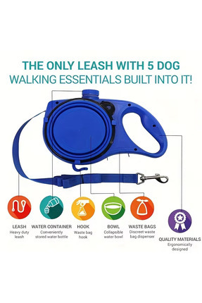 Deku 5’i 1 Arada Çok Fonksiyonlu Köpek Tasması – Su Kabı, Mama Kasesi ve Poşe...