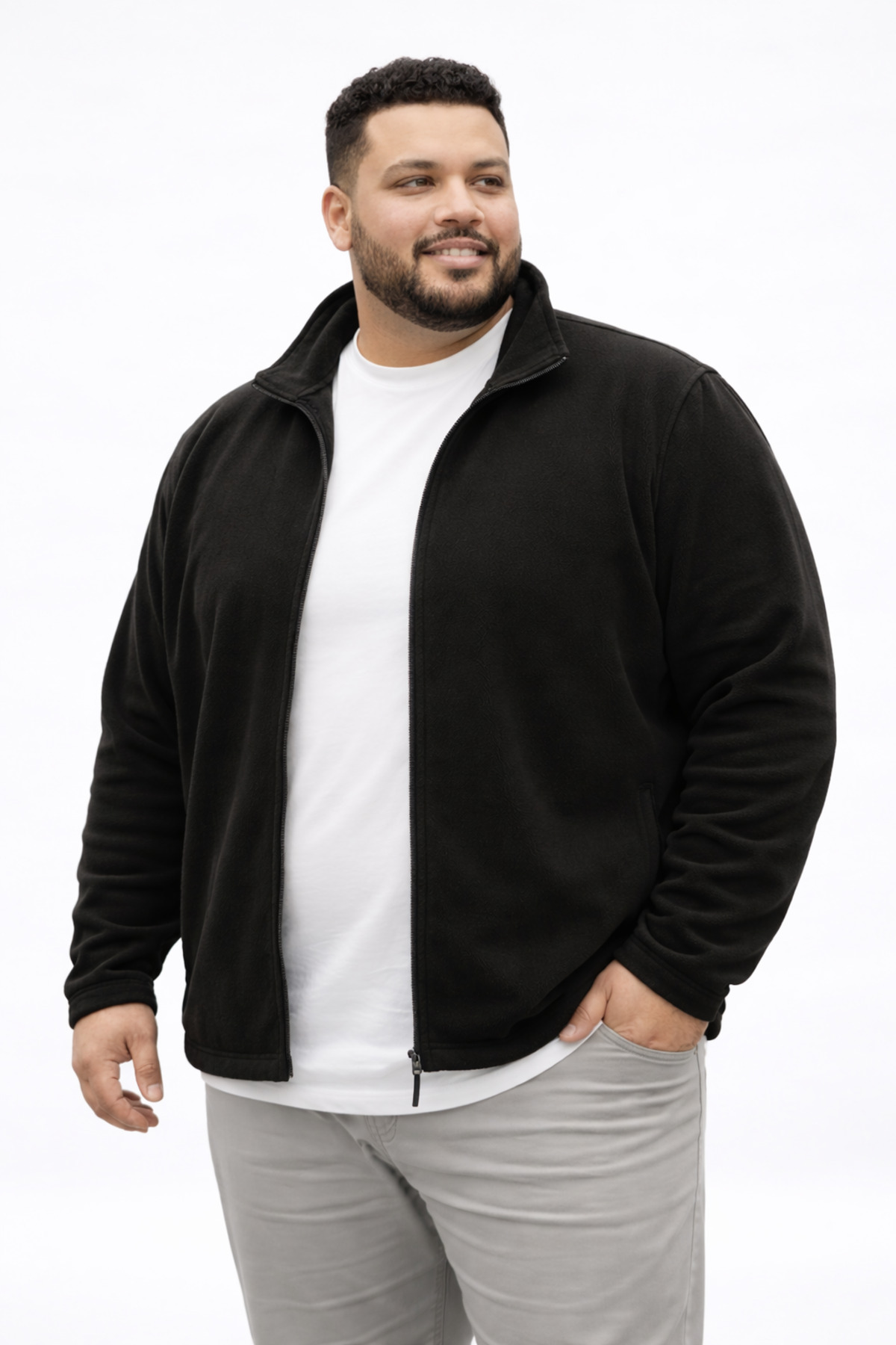 w white stars sports & wear Büyük Battal Beden Erkek Polar görsel 2