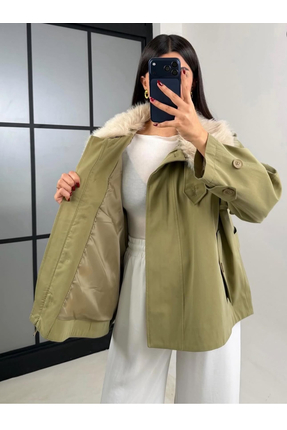 Serenity Kürk Yaka Gizli Fermuarlı Mont