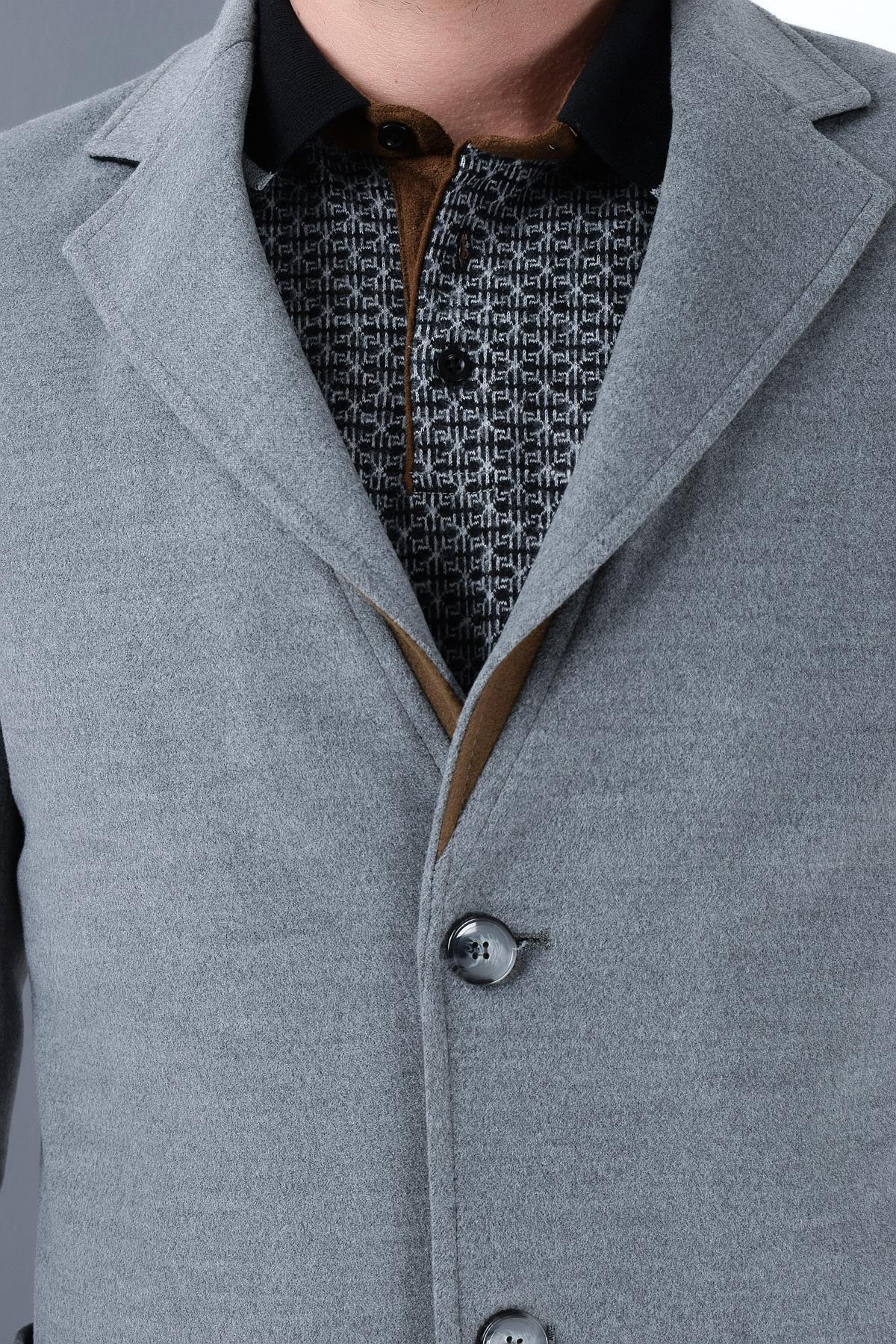 Erkek Palto Kaşe Sıcak Tutan Şık Günlük Klasik Trend Model — رنگارنگ PLT8384 DEWBERRY OVERCOAT — تصویر 3 از 5