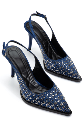 ELEVAM Kadın Taş Detaylı Kumaş Abiye Stiletto Topuklu Ayakkabı