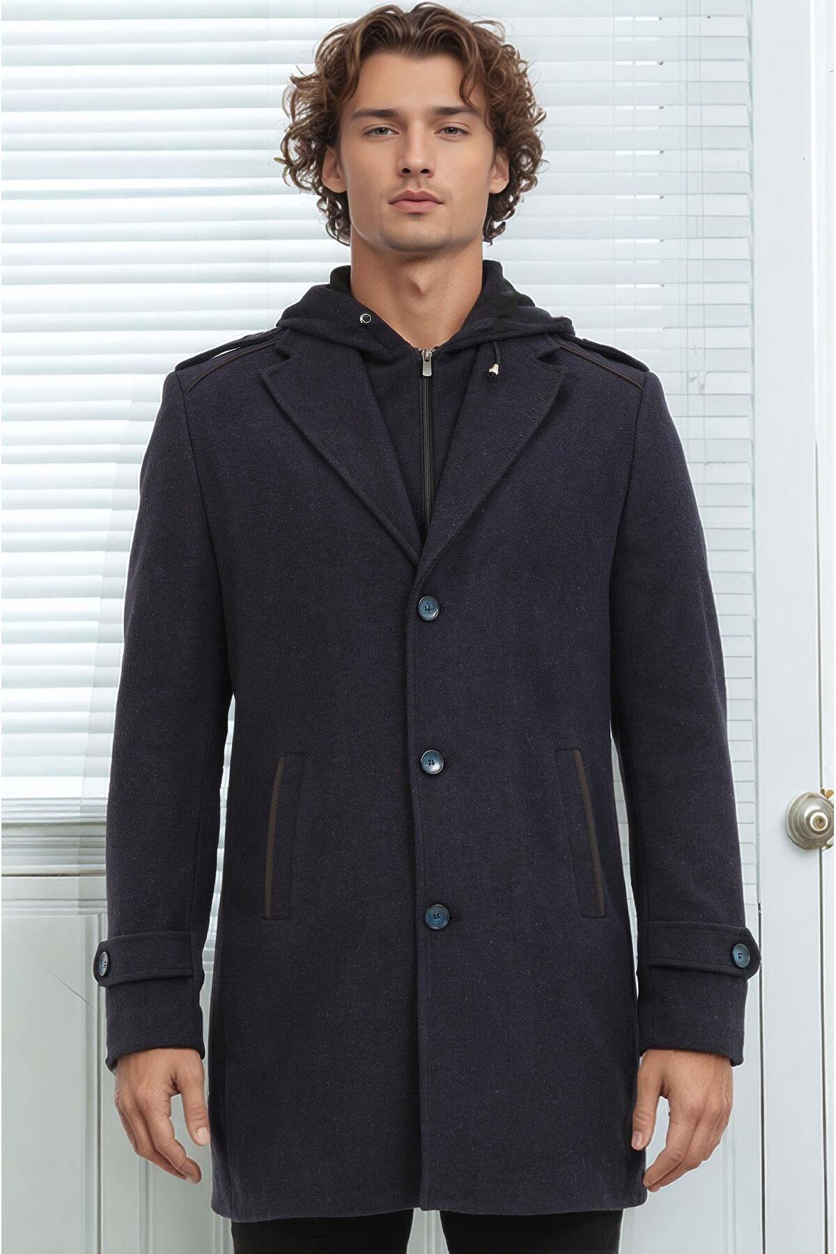 Dewberry Erkek Palto Kaşe Sıcak Tutan Şık Günlük Klasik Trend Model — رنگارنگ PLT9401 DEWBERRY OVERCOAT
