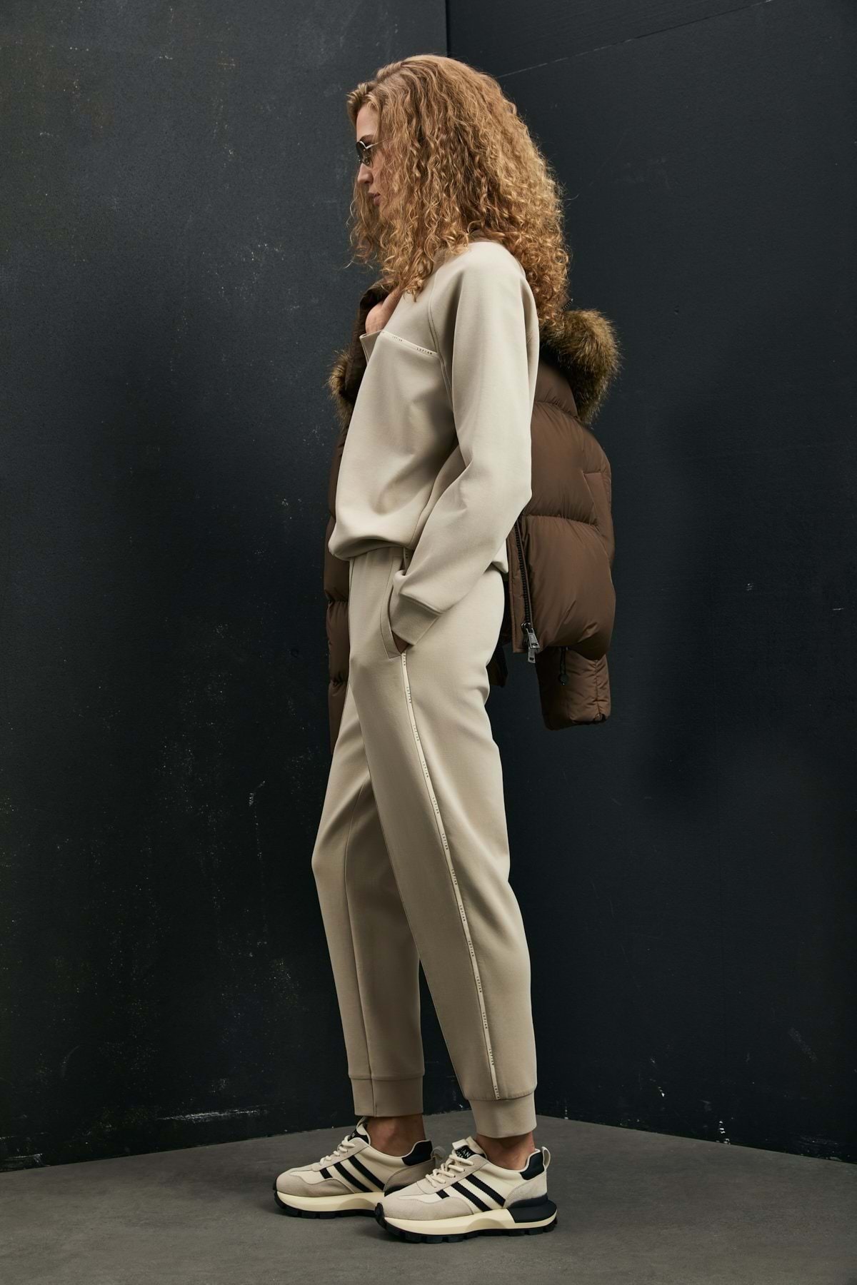 Lufian  122030019 Angelına Kadın Örme Kadın Sweatshirt BEJ - Görsel 5