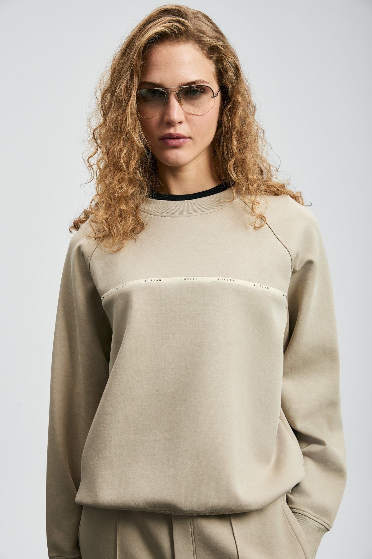 Lufian  122030019 Angelına Kadın Örme Kadın Sweatshirt BEJ - Görsel 4