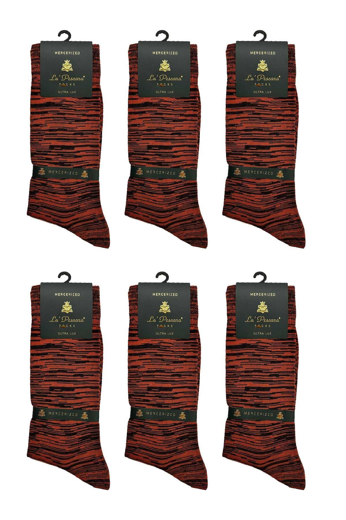  جوراب مردانه لاپسکارا مدل Ultra Luxury بسته 6 عددی، رنگ نارنجی زبرا، کد CRP412