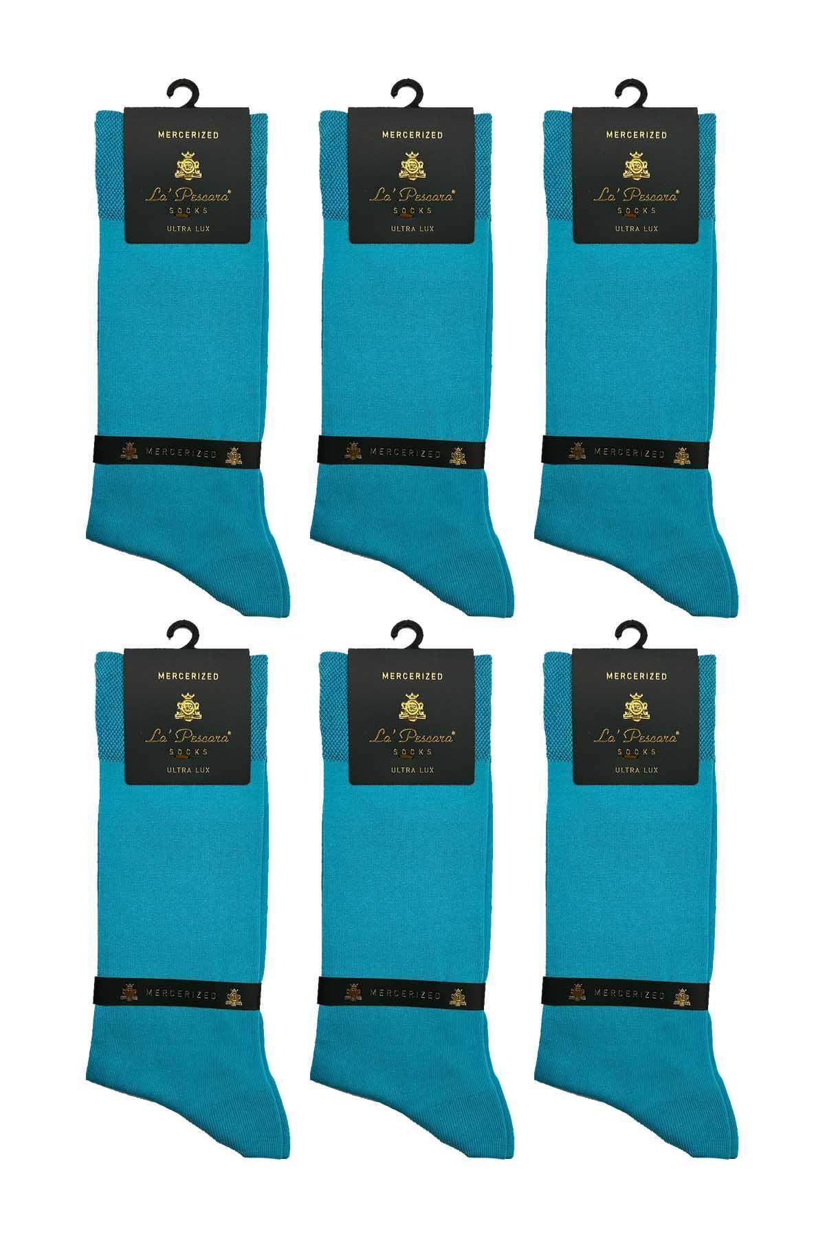  جوراب مردانه لاپسکارا مدل Ultra Luxury بسته 6 عددی، ساده فیروزه‌ای، مشکی، کد CRP403