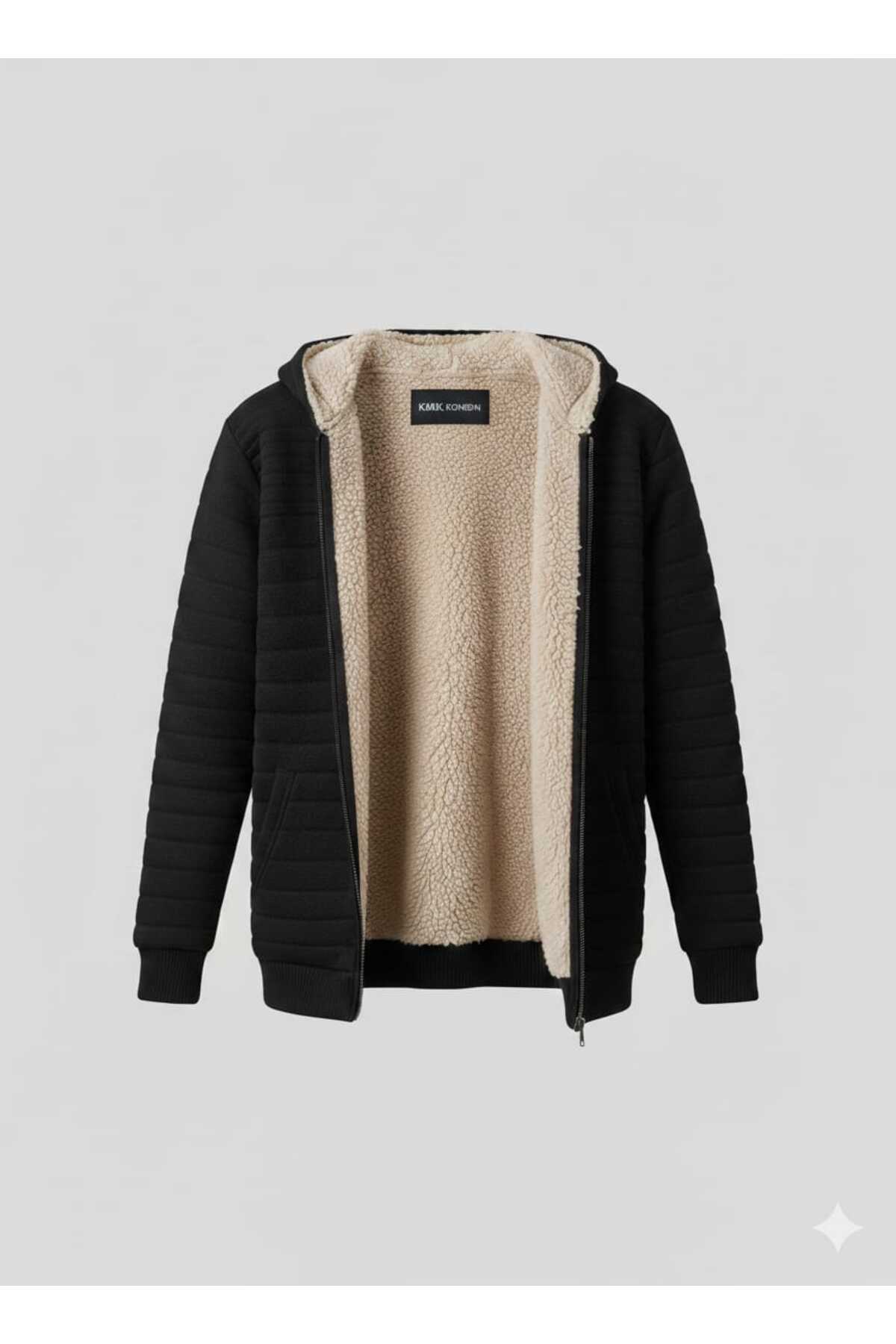 KMKkombin  ERKEK PREMİUM SERİ İÇİ KÜRKLÜ KAPÜŞONLU ÖRME HIRKA - Görsel 6