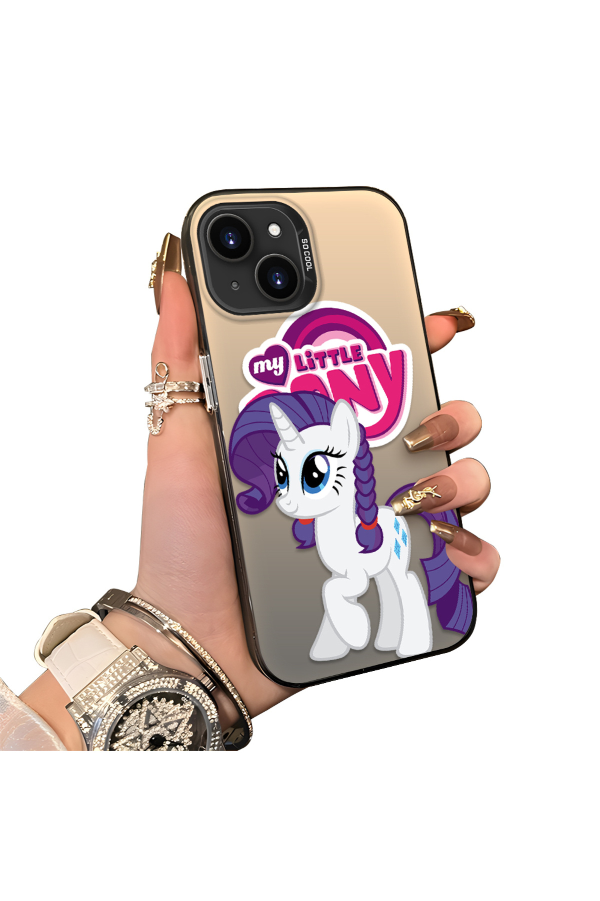 iPhone 13 Compatible Hard Acrylic Rear Silicone Edge Lens Protection Case My Little Pony