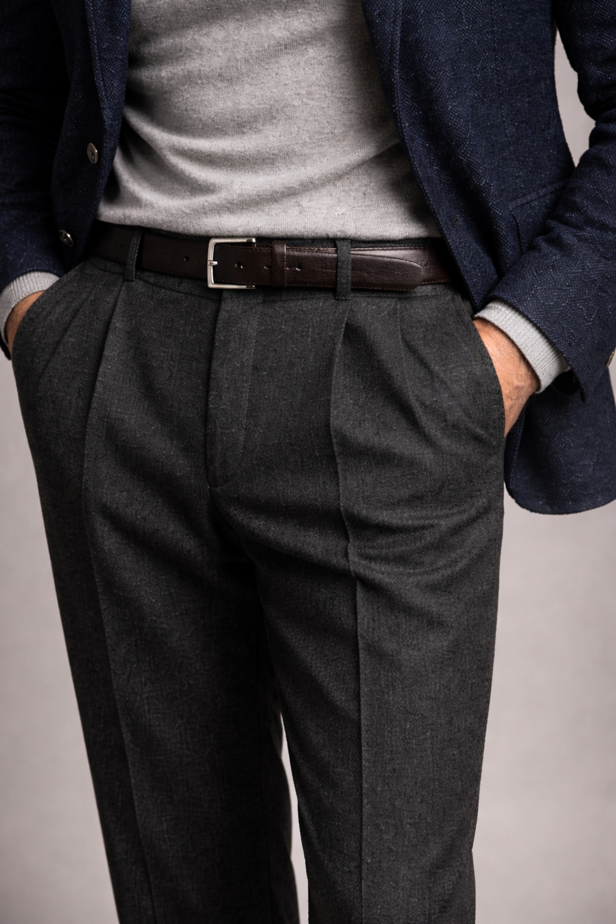 Kışlık Klasik Kesim Yün Kumaş Pantolon — مشکی CTK423