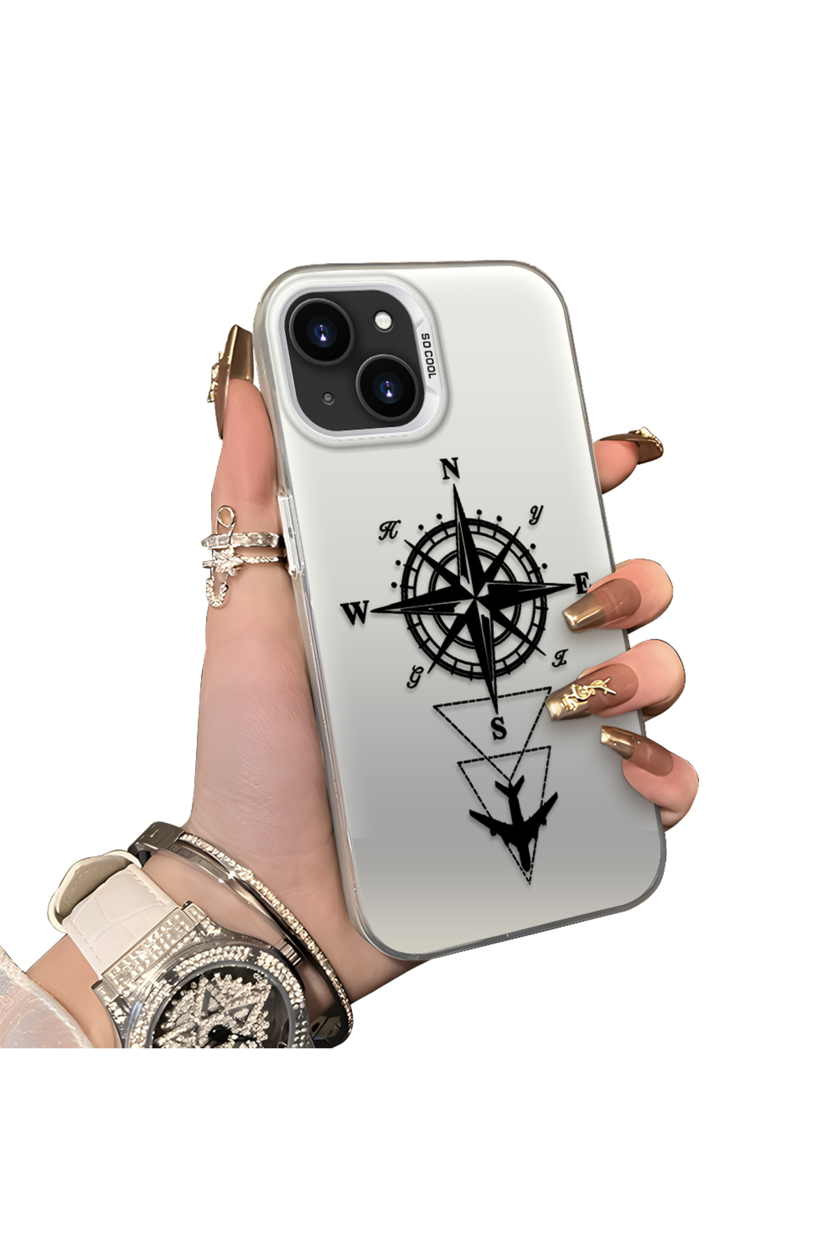 iPhone 13 Compatible Hard Acrylic Back Silicone Edge Lens Protection Case