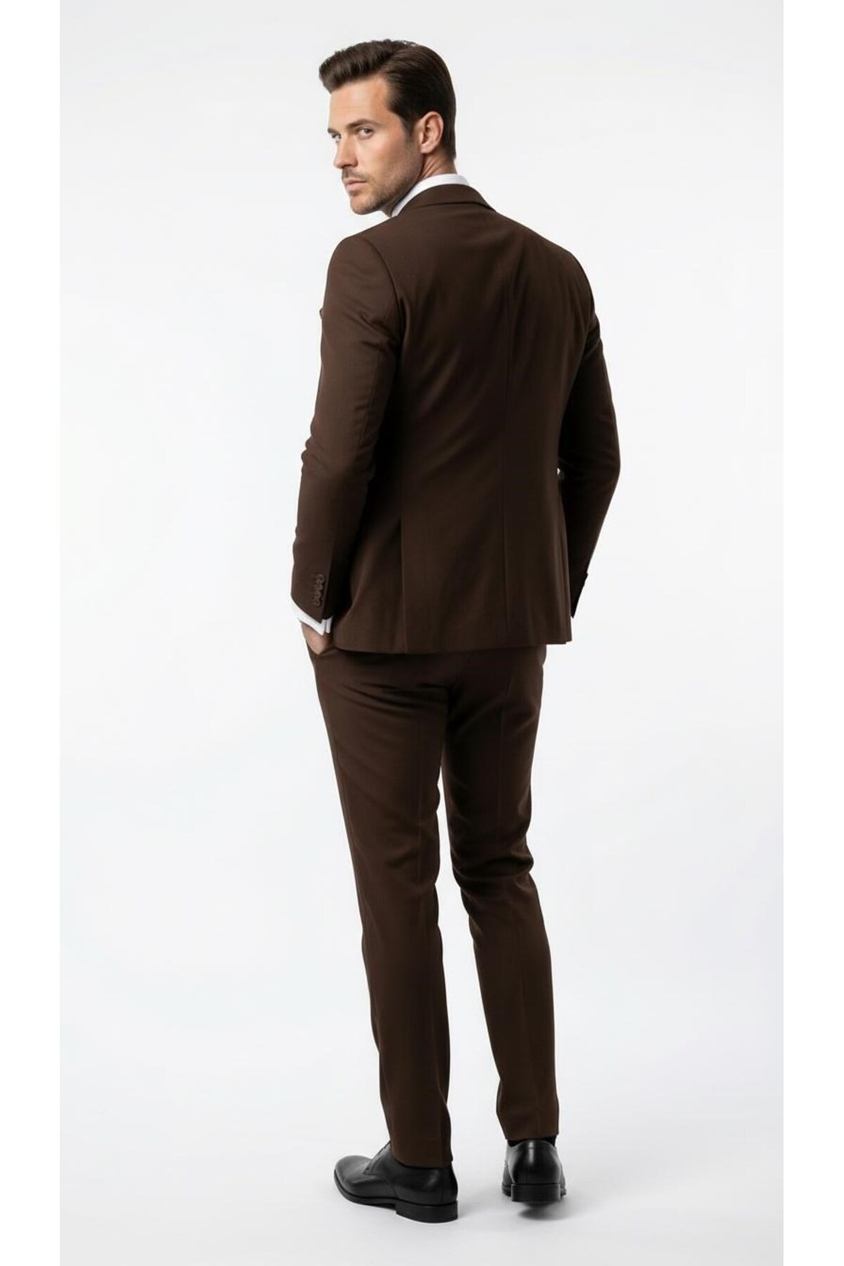 Plus Scorpion  Erkek 3 Parça Slim Fit Takım Elbise –Klasik Likralı Kumaş, Tek Düğme, Çift Yırtmaçlı Modern Kesim ( - Görsel 5