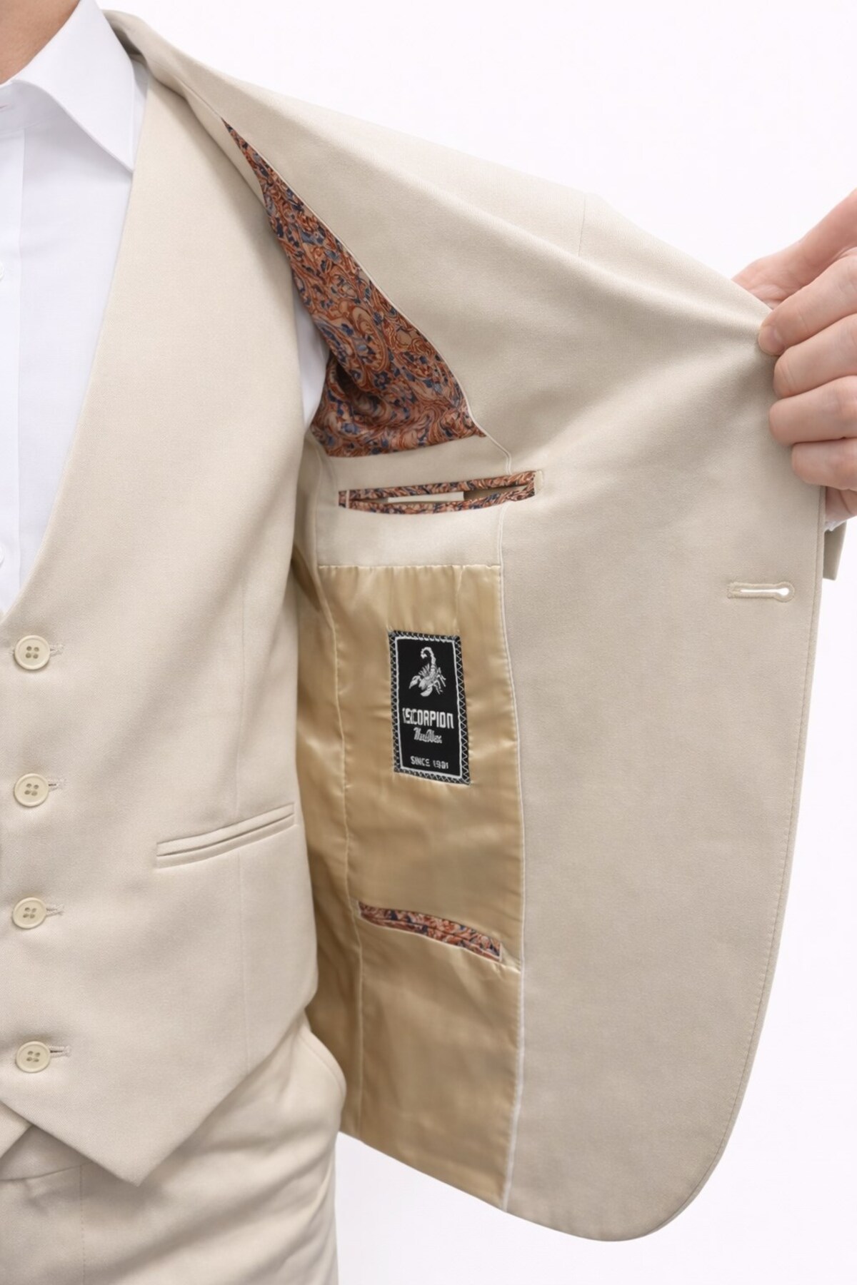 Plus Scorpion Erkek 3 Parça Slim Fit Takım Elbise –Klasik Likralı Kumaş, Tek Düğme, Çift Yırtmaçlı Modern Kesim ( görsel 6