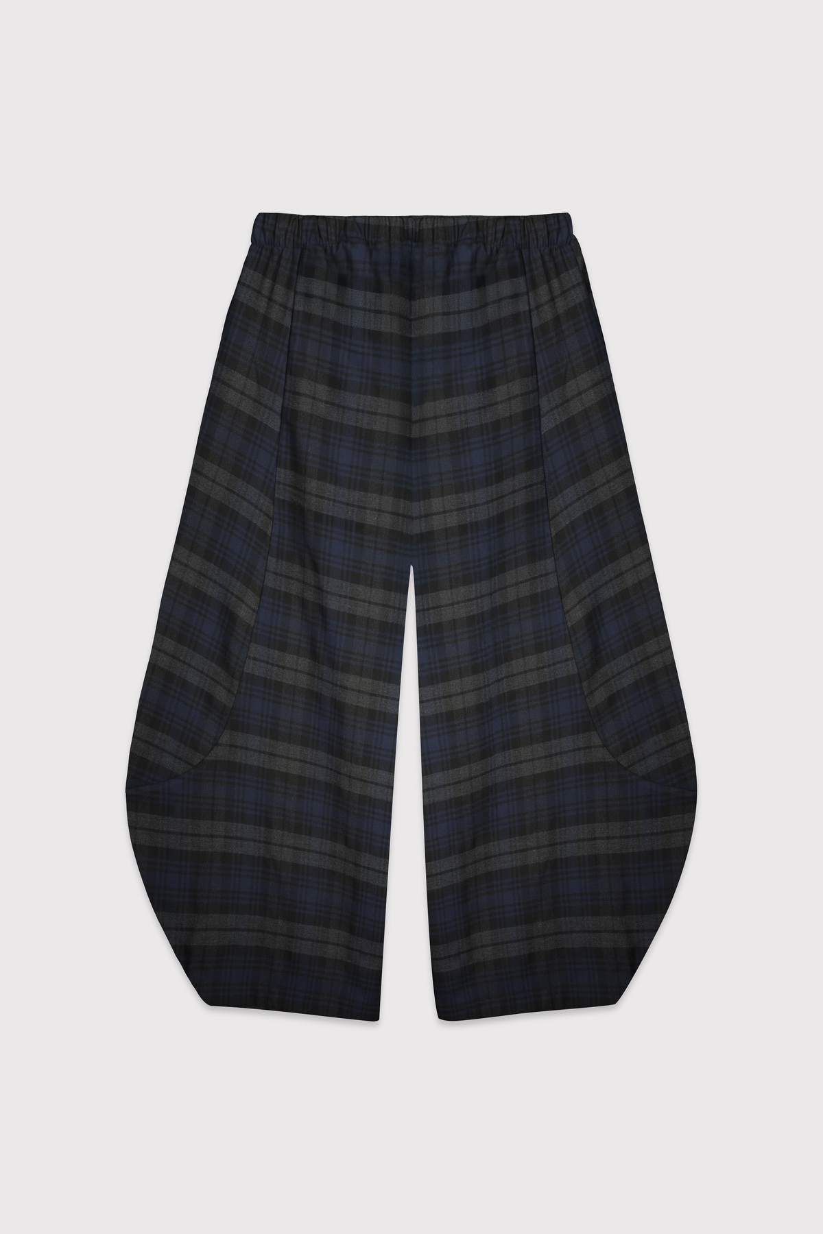 BABOKAH  Dökümlü Geniş Paça Ekose Pantolon - Görsel 6