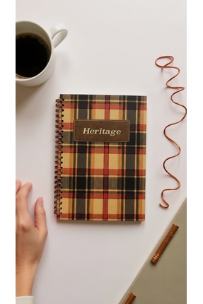 Mas Note A5 Spiralli Çizgisiz Defter 100 Sayfa 50 Yaprak | Dokulu Ekose Kapak...