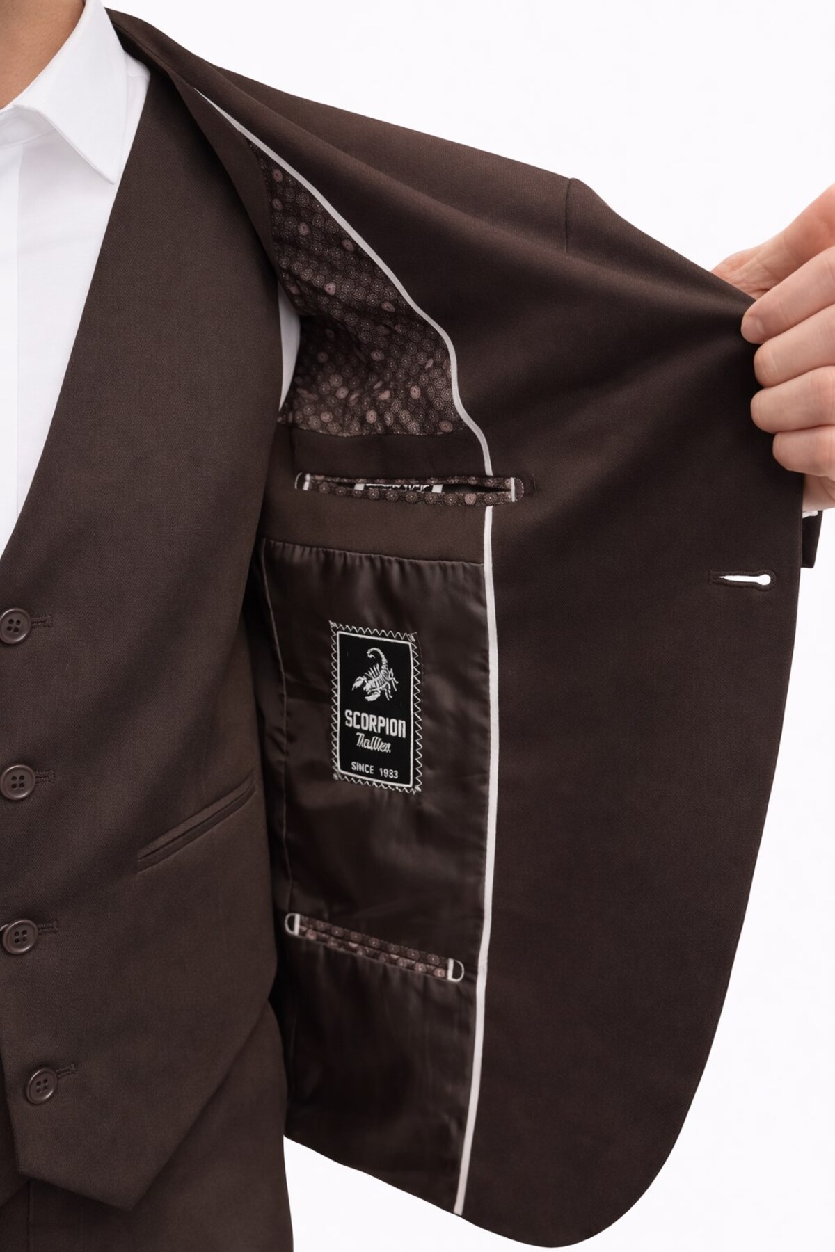 Plus Scorpion  Erkek 3 Parça Slim Fit Takım Elbise –Klasik Likralı Kumaş, Tek Düğme, Çift Yırtmaçlı Modern Kesim ( - Görsel 6