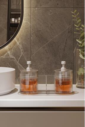 Pufwin Home XL Lüks Modern Şefaff Akrilik 2’li Sıvı Sabunluk & Deterjanlık Te...