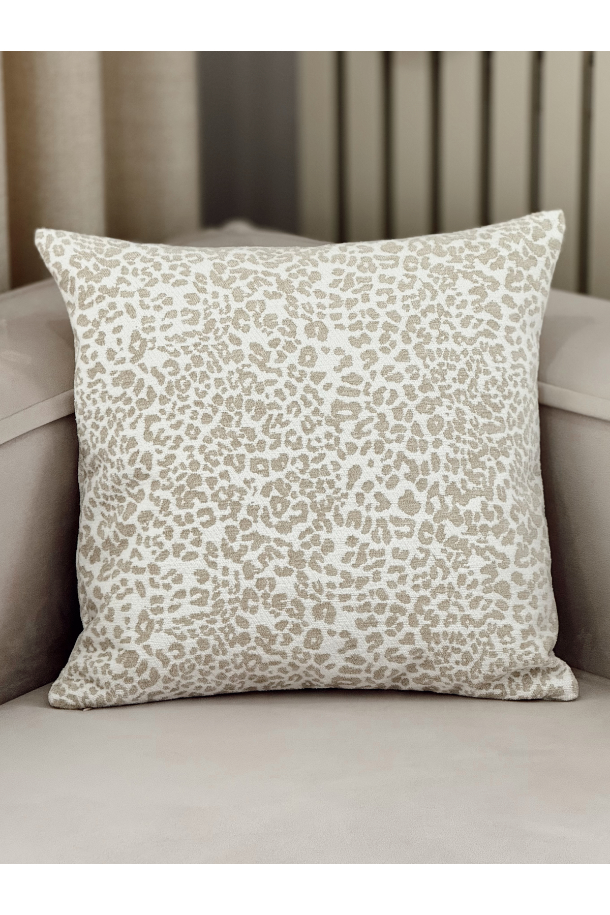 Luna Leo Beige Single Cushion Cover (45 x 45 cm)