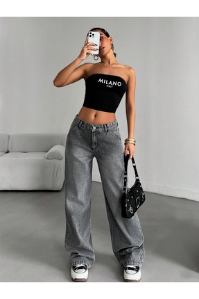 KENE JEANS ÖN İŞLEMLİ BOL PAÇA BAGGY JEANS