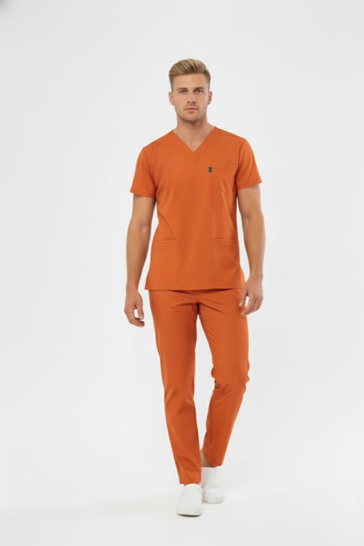 Orange Clinical Support Worker Jersey with Rigging Gift in accordance with the New Regulation Lycra Scrubs Men's