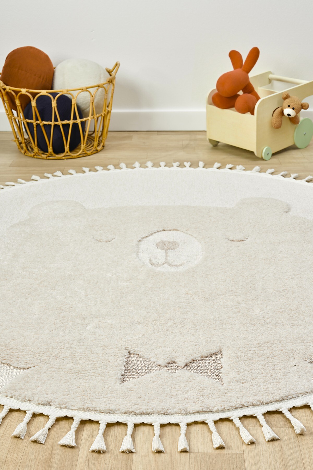 Eliz Home Yuvarlak Daire Dokuma Halı Krem Ayıcıklı Bebek Odası Çocuk Odası Genç Odası Dokuma Halı 24 DAİRE fotoğrafı 3 (önizleme)