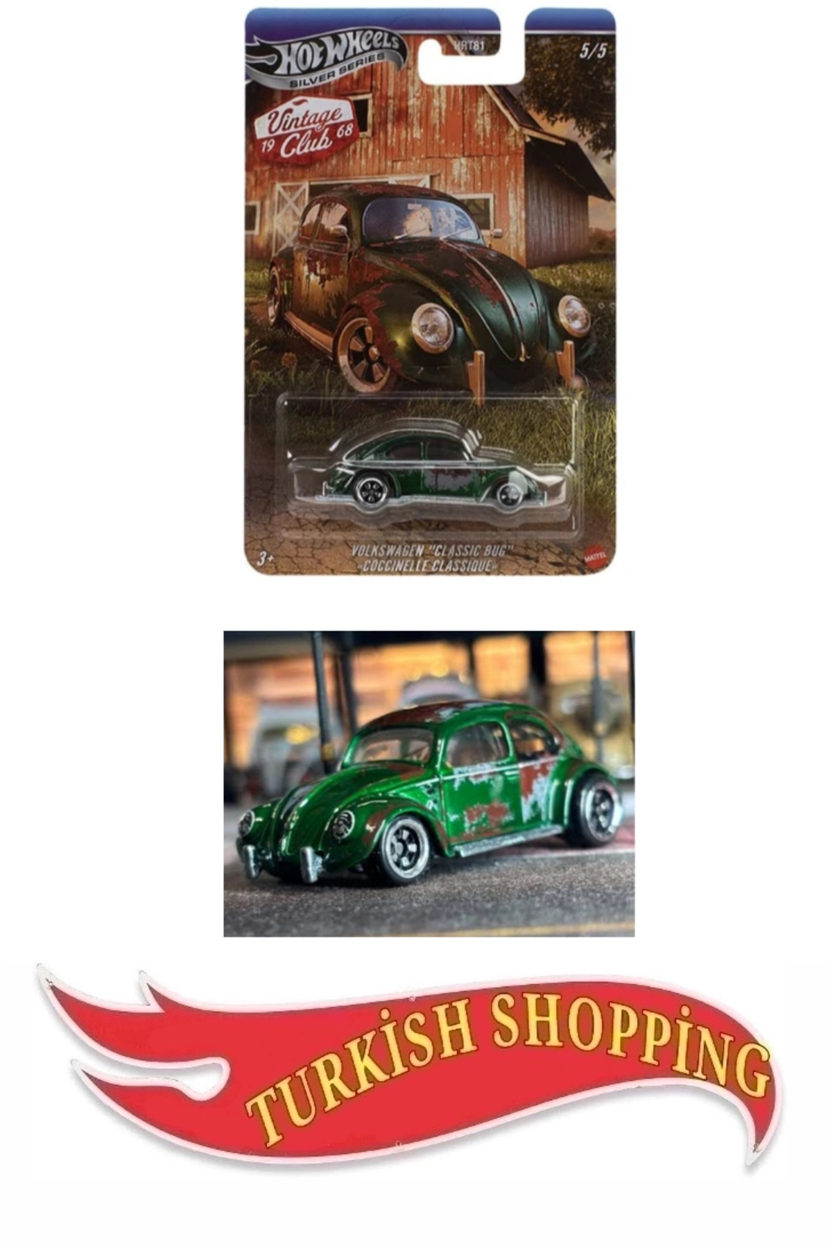 HOT WHEELS 1:64 Ölçek Vintage Club Uzunkart Volkswagen Classic Bug
