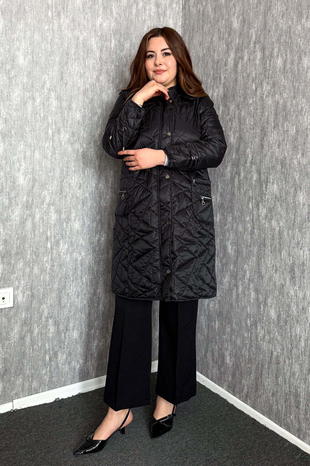 ModaPlaza  Kadın Kapitone Uzun Kaban 5579 - Görsel 8