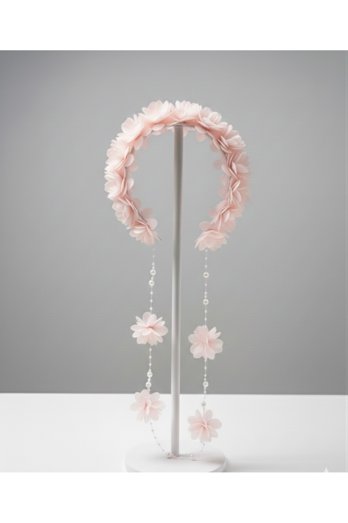 Çınar Aksesuar Pembe Çiçekli İnci Detaylı Lüks Lohusa Tacı – Özel Tasarım Doğum Albümü Aksesuarı fotoğrafı 2 (önizleme)