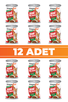 WonderCAT Kuzulu Yetişkin Kedi Konservesi 400gr x 12 Adet