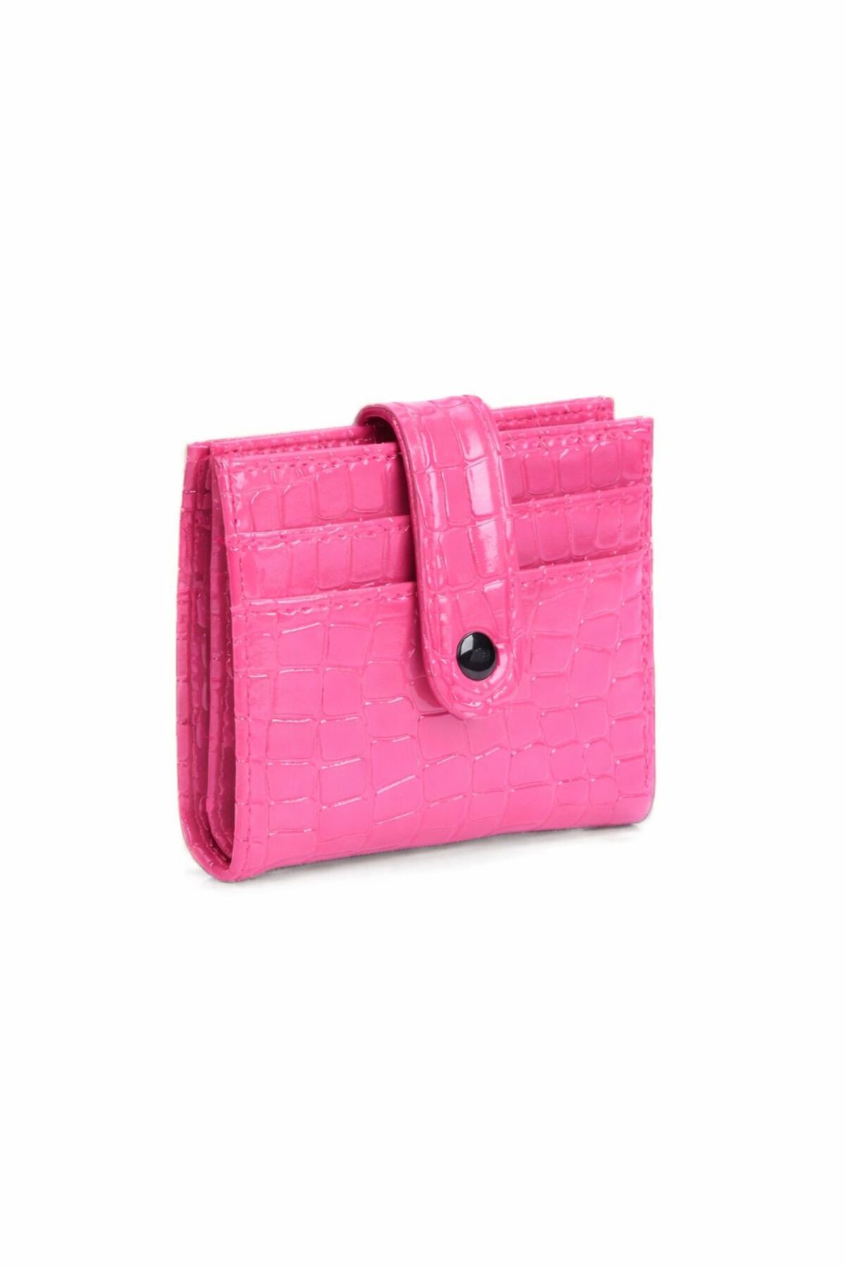 Imported Croco Pattern Fuchsia Minimal Women's Card Holder and Wallet