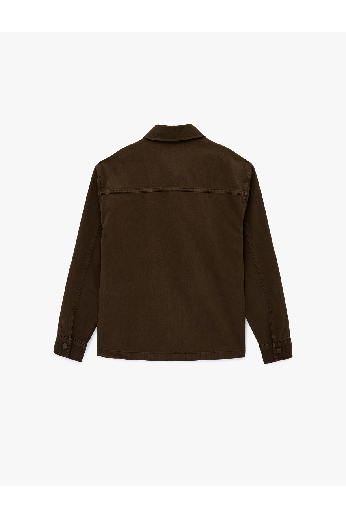 Koton Uzun Kollu Pamuklu Gömlek Yaka Cepli Düğmeli Oversize Jean Ceket görsel 4