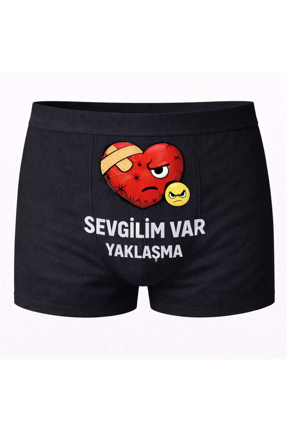 Onudabunuda Baskılı Erkek Boxer Sevgililer Günü Temalı Sevgilim Var Desenli Komik Mizahi Esprili Pamuklu Likralı