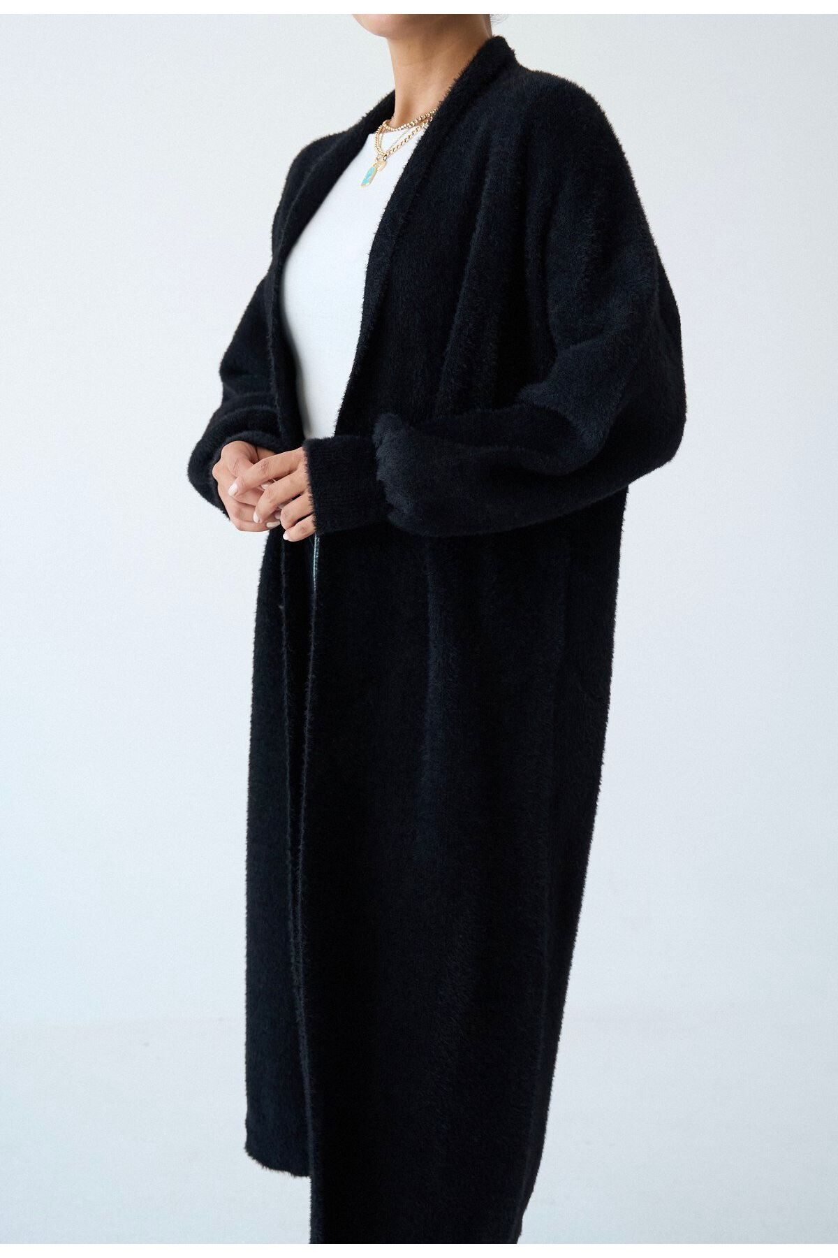 STOREBARS  Kadın Uzun Peluş Triko Hırka