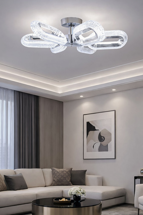 Fer Avize Doruk 6'lı Plafonyer Led Avize Kristal Görünüm Beyaz Işık Enerji Ta...