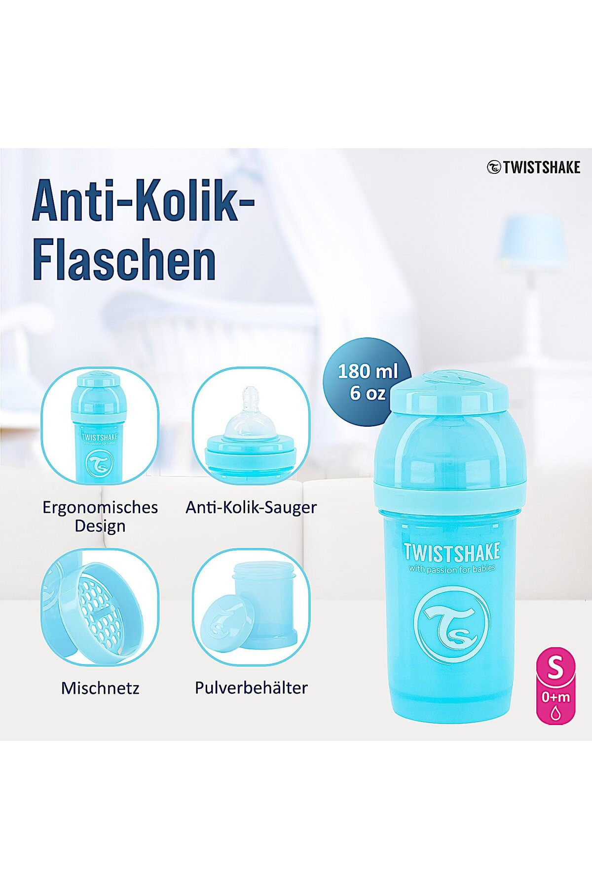 Hype Store kolik önleyici bebek biberonu, yumuşak silikon emzikli, koliklere karşı taban valfi, küçük boy, 180 fotoğrafı 2 (önizleme)