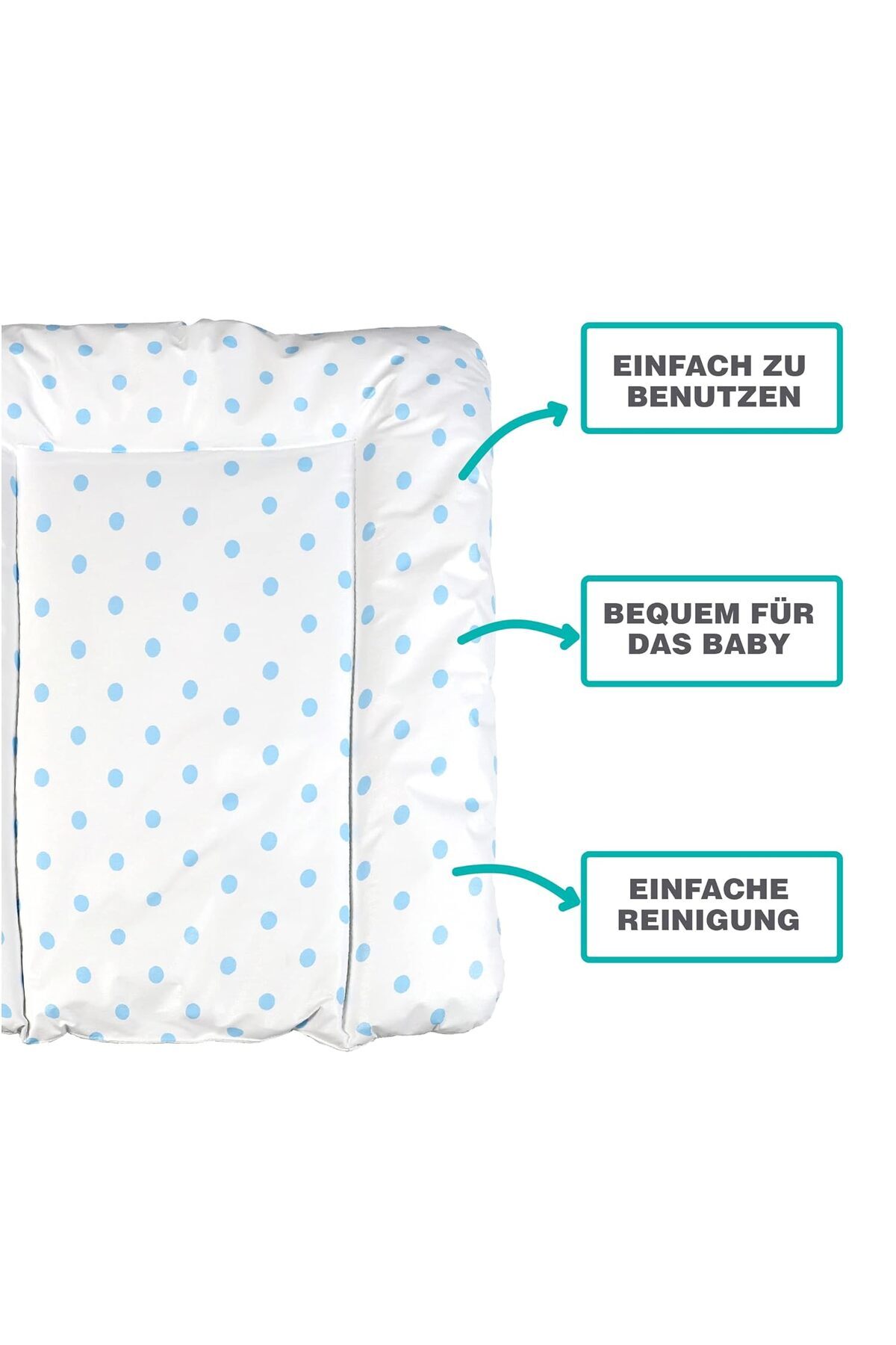 Hype Store baby'ness Elyaf Dolgulu Pvc Alt Değiştirme Minderi, Sıvı Geçirmez, Leke Tutmaz, Puantiyeli, Mavi, 50 fotoğrafı 3 (önizleme)