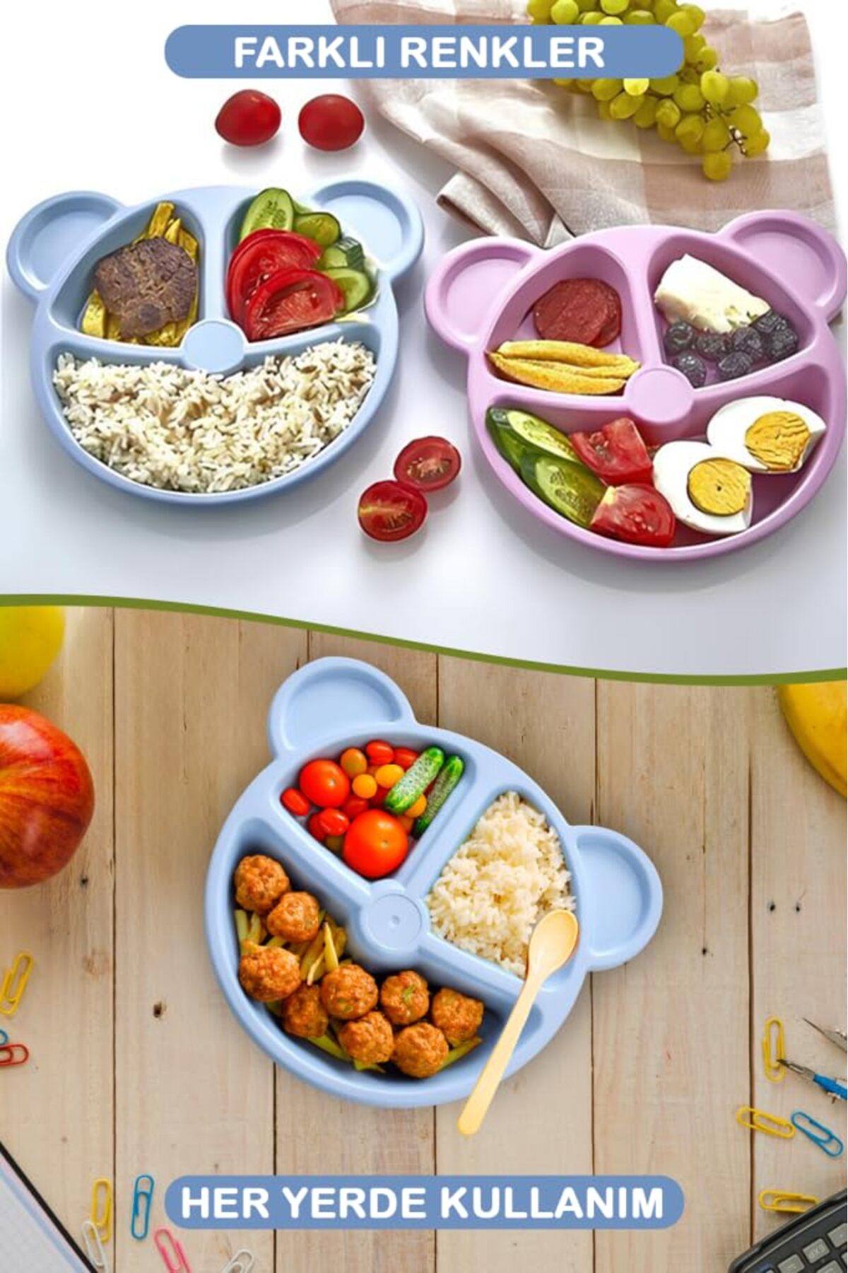 Hype Store Mithra Life 3 Bölmeli Mavi Bebek Çocuk Yemek Mama Tabağı MIT1115 fotoğrafı 3 (önizleme)