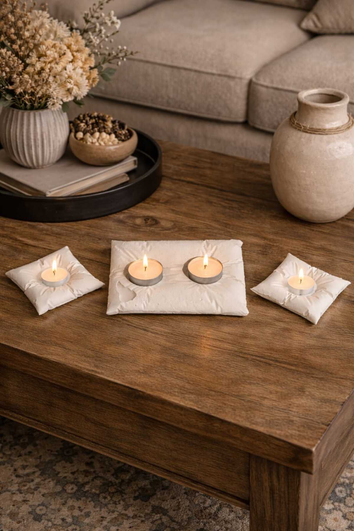 Beton El Yapımı Telight Mumluk