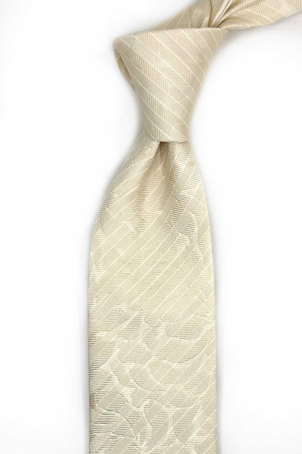  کراوات ابریشمی ایتالیایی طرح کلمبینو مدل بژ IK2265