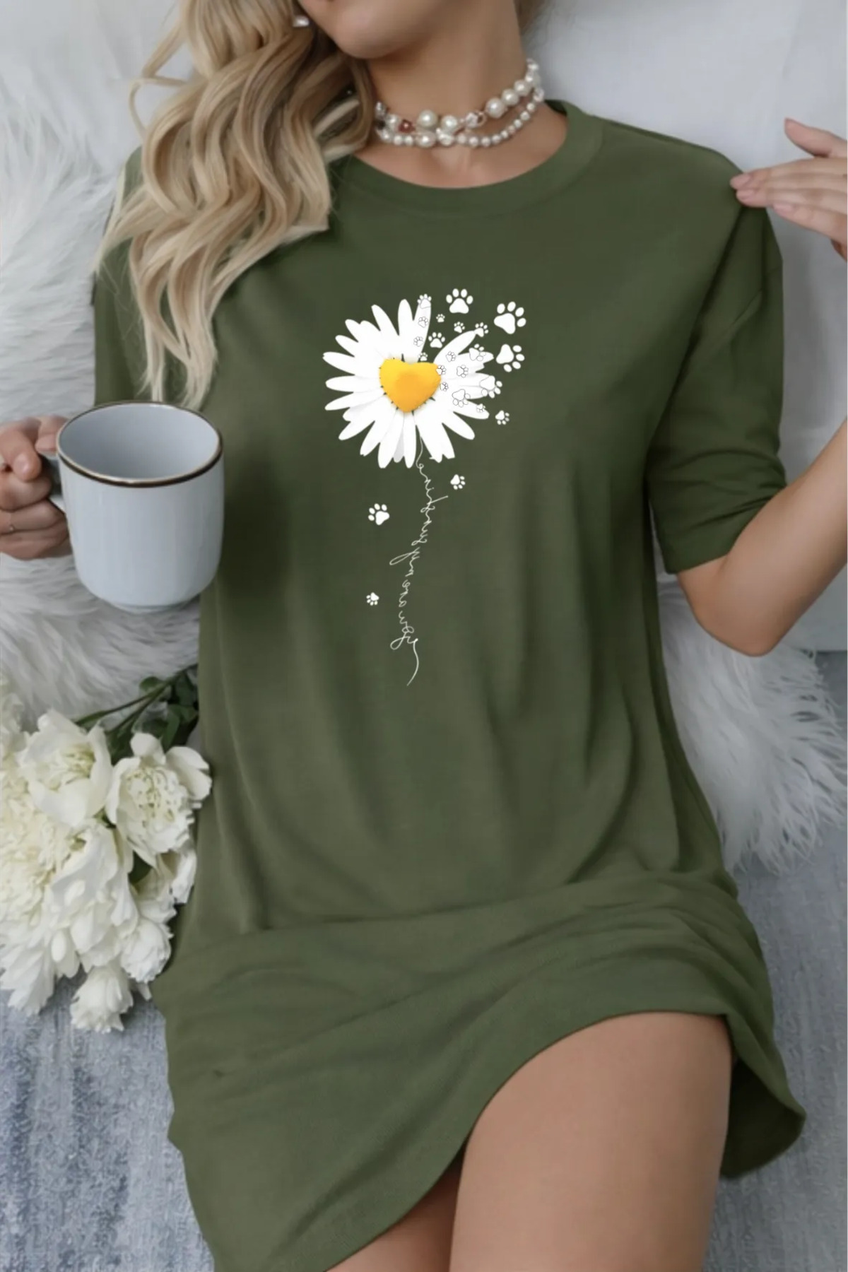 Pink Sky Rochie Tricou Cu Mânecă Scurtă Pentru Femei De Mărime Mare, Cu Decolteu, Cămașă De Noapte Femeie - L