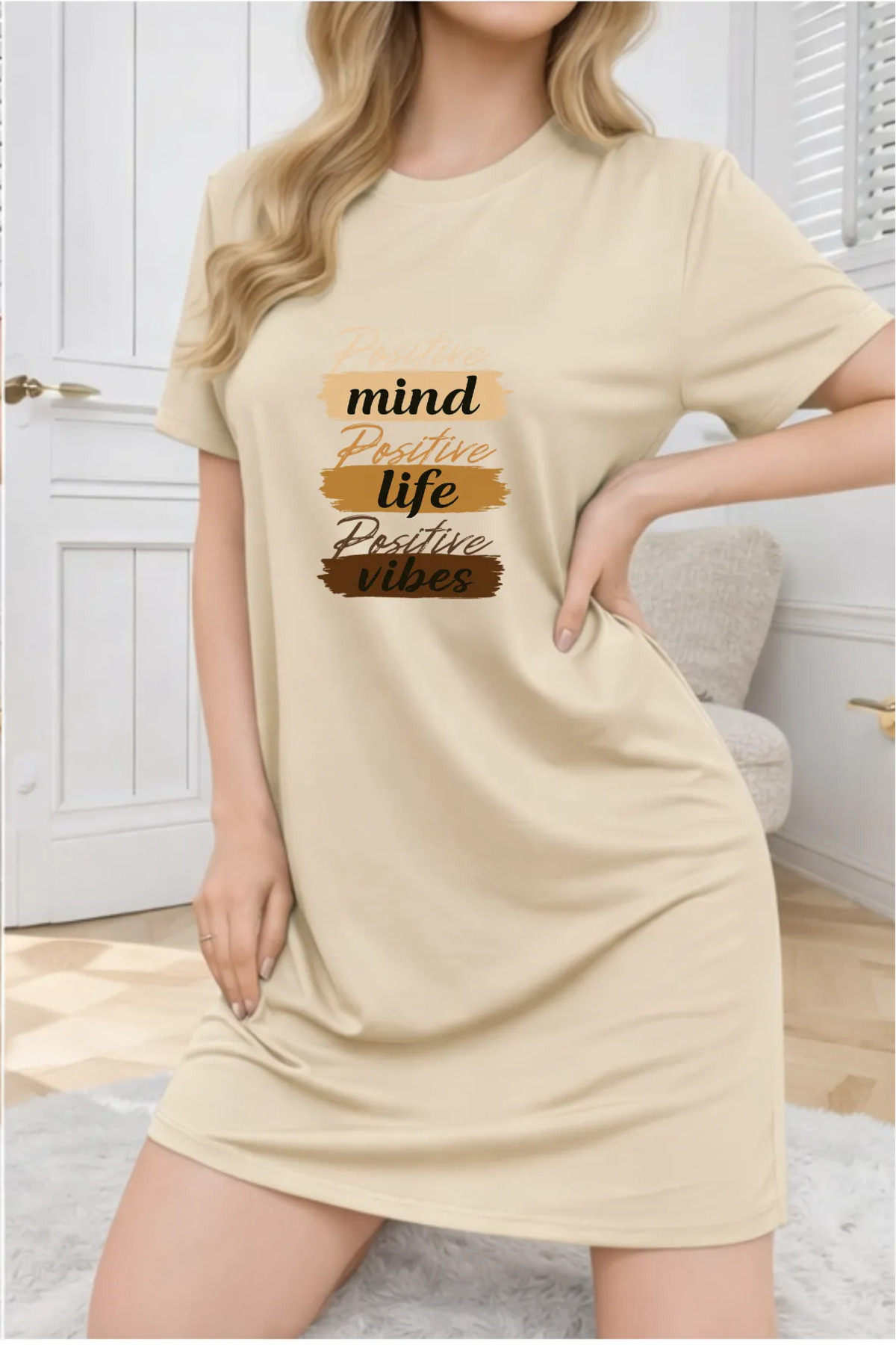 Pink Sky Rochie Tricou Cu Mânecă Scurtă Pentru Femei De Mărime Mare, Cu Decolteu, Cămașă De Noapte Femeie - XL